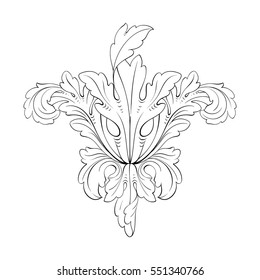 VIntage baroque ornament retro pattern antique style acanthus. Decorative design element filigree calligraphy vector. You can use for wedding decoration of greeting card and laser cutting.