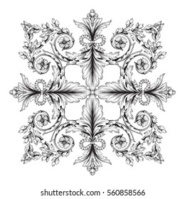 Vintage baroque ornament retro pattern antique style acanthus. Decorative design element filigree calligraphy vector. You can use for wedding decoration of greeting card and laser cutting.