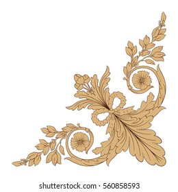 Vintage baroque ornament retro pattern antique style acanthus. Decorative design element filigree calligraphy vector. You can use for wedding decoration of greeting card and laser cutting.