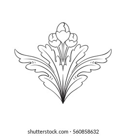 Vintage baroque ornament retro pattern antique style acanthus. Decorative design element filigree calligraphy vector. You can use for wedding decoration of greeting card and laser cutting.