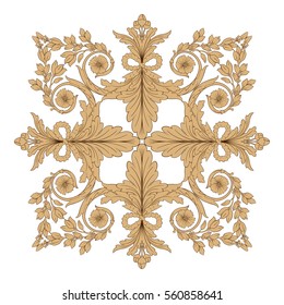 Vintage baroque ornament retro pattern antique style acanthus. Decorative design element filigree calligraphy vector. You can use for wedding decoration of greeting card and laser cutting.