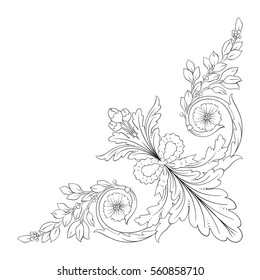 Vintage baroque ornament retro pattern antique style acanthus. Decorative design element filigree calligraphy vector. You can use for wedding decoration of greeting card and laser cutting.