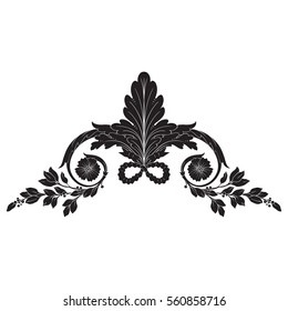 Vintage baroque ornament retro pattern antique style acanthus. Decorative design element filigree calligraphy vector. You can use for wedding decoration of greeting card and laser cutting.