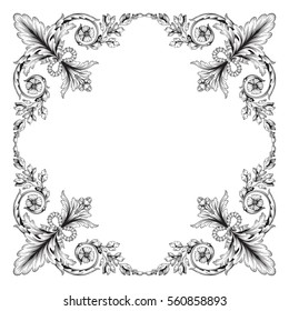 Vintage baroque ornament retro pattern antique style acanthus. Decorative design element filigree calligraphy vector. You can use for wedding decoration of greeting card and laser cutting.