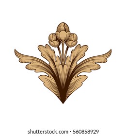 Vintage baroque ornament retro pattern antique style acanthus. Decorative design element filigree calligraphy vector. You can use for wedding decoration of greeting card and laser cutting.