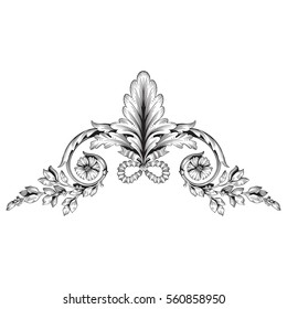 Vintage baroque ornament retro pattern antique style acanthus. Decorative design element filigree calligraphy vector. You can use for wedding decoration of greeting card and laser cutting.