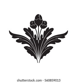 Vintage baroque ornament retro pattern antique style acanthus. Decorative design element filigree calligraphy vector. You can use for wedding decoration of greeting card and laser cutting.