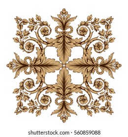 Vintage baroque ornament retro pattern antique style acanthus. Decorative design element filigree calligraphy vector. You can use for wedding decoration of greeting card and laser cutting.