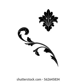 Vintage baroque ornament retro pattern antique style acanthus. Decorative design element filigree calligraphy vector. You can use for wedding decoration of greeting card and laser cutting.