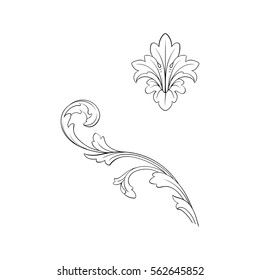 Vintage baroque ornament retro pattern antique style acanthus. Decorative design element filigree calligraphy vector. You can use for wedding decoration of greeting card and laser cutting.