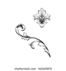 Vintage baroque ornament retro pattern antique style acanthus. Decorative design element filigree calligraphy vector. You can use for wedding decoration of greeting card and laser cutting.