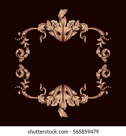 Vintage baroque ornament retro pattern antique style acanthus. Decorative design element filigree calligraphy vector. You can use for wedding decoration of greeting card and laser cutting.