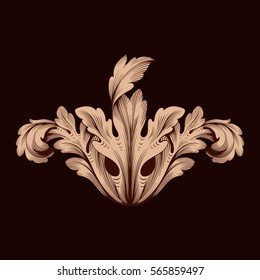 Vintage baroque ornament retro pattern antique style acanthus. Decorative design element filigree calligraphy vector. You can use for wedding decoration of greeting card and laser cutting.
