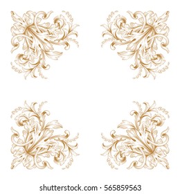 Vintage baroque ornament retro pattern antique style acanthus. Decorative design element filigree calligraphy vector. You can use for wedding decoration of greeting card and laser cutting.
