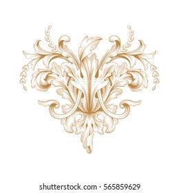 Vintage baroque ornament retro pattern antique style acanthus. Decorative design element filigree calligraphy vector. You can use for wedding decoration of greeting card and laser cutting.
