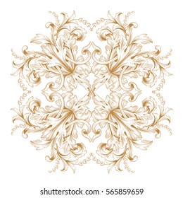 Vintage baroque ornament retro pattern antique style acanthus. Decorative design element filigree calligraphy vector. You can use for wedding decoration of greeting card and laser cutting.