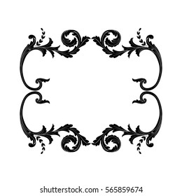 Vintage baroque ornament retro pattern antique style acanthus. Decorative design element filigree calligraphy vector. You can use for wedding decoration of greeting card and laser cutting.