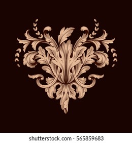 Vintage baroque ornament retro pattern antique style acanthus. Decorative design element filigree calligraphy vector. You can use for wedding decoration of greeting card and laser cutting.