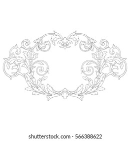 Vintage baroque ornament retro pattern antique style acanthus. Decorative design element filigree calligraphy vector. You can use for wedding decoration of greeting card and laser cutting.