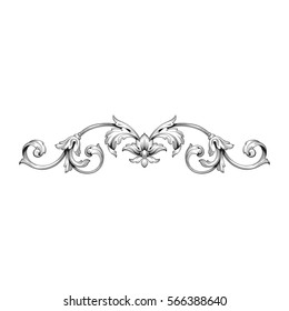 Vintage baroque ornament retro pattern antique style acanthus. Decorative design element filigree calligraphy vector. You can use for wedding decoration of greeting card and laser cutting.