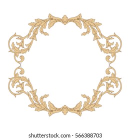 Vintage baroque ornament retro pattern antique style acanthus. Decorative design element filigree calligraphy vector. You can use for wedding decoration of greeting card and laser cutting.