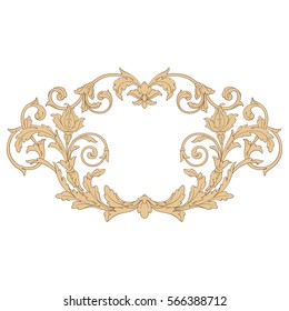 Vintage baroque ornament retro pattern antique style acanthus. Decorative design element filigree calligraphy vector. You can use for wedding decoration of greeting card and laser cutting.