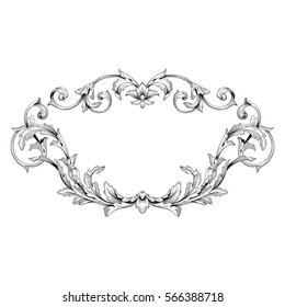 Vintage baroque ornament retro pattern antique style acanthus. Decorative design element filigree calligraphy vector. You can use for wedding decoration of greeting card and laser cutting.