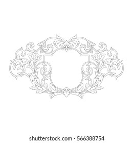 Vintage baroque ornament retro pattern antique style acanthus. Decorative design element filigree calligraphy vector. You can use for wedding decoration of greeting card and laser cutting.