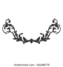 Vintage baroque ornament retro pattern antique style acanthus. Decorative design element filigree calligraphy vector. You can use for wedding decoration of greeting card and laser cutting.