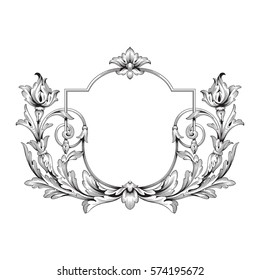Vintage baroque ornament retro pattern antique style acanthus. Decorative design element filigree calligraphy vector. You can use for wedding decoration of greeting card and laser cutting.