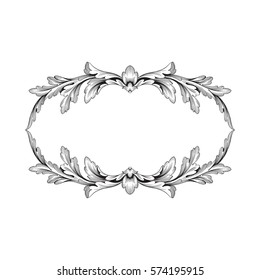 Vintage baroque ornament retro pattern antique style acanthus. Decorative design element filigree calligraphy vector. You can use for wedding decoration of greeting card and laser cutting.