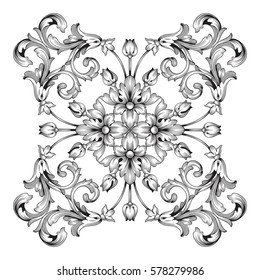 Vintage baroque ornament retro pattern antique style acanthus. Decorative design element filigree calligraphy vector. You can use for wedding decoration of greeting card and laser cutting.