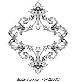 Vintage baroque ornament retro pattern antique style acanthus. Decorative design element filigree calligraphy vector. You can use for wedding decoration of greeting card and laser cutting.