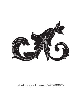 Vintage baroque ornament retro pattern antique style acanthus. Decorative design element filigree calligraphy vector. You can use for wedding decoration of greeting card and laser cutting.
