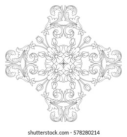 Vintage baroque ornament retro pattern antique style acanthus. Decorative design element filigree calligraphy vector. You can use for wedding decoration of greeting card and laser cutting.