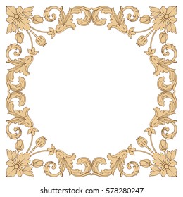 Vintage baroque ornament retro pattern antique style acanthus. Decorative design element filigree calligraphy vector. You can use for wedding decoration of greeting card and laser cutting.