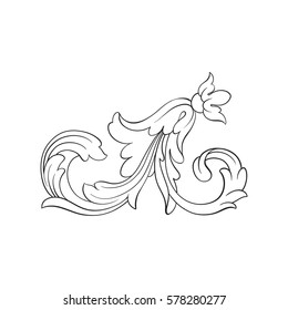 Vintage baroque ornament retro pattern antique style acanthus. Decorative design element filigree calligraphy vector. You can use for wedding decoration of greeting card and laser cutting.