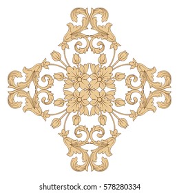 Vintage baroque ornament retro pattern antique style acanthus. Decorative design element filigree calligraphy vector. You can use for wedding decoration of greeting card and laser cutting.