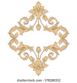 Vintage baroque ornament retro pattern antique style acanthus. Decorative design element filigree calligraphy vector. You can use for wedding decoration of greeting card and laser cutting.