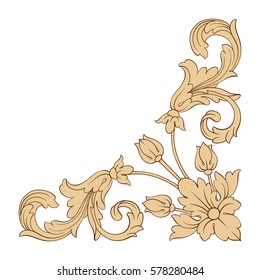 Vintage baroque ornament retro pattern antique style acanthus. Decorative design element filigree calligraphy vector. You can use for wedding decoration of greeting card and laser cutting.