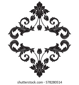 Vintage baroque ornament retro pattern antique style acanthus. Decorative design element filigree calligraphy vector. You can use for wedding decoration of greeting card and laser cutting.