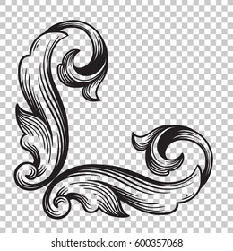 Vintage baroque ornament retro pattern antique style acanthus. Decorative design element filigree calligraphy vector. You can use for wedding decoration of greeting card and laser cutting.