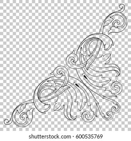 Vintage baroque ornament retro pattern antique style acanthus. Decorative design element filigree calligraphy vector. You can use for wedding decoration of greeting card and laser cutting