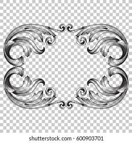 Vintage baroque ornament retro pattern antique style acanthus. Decorative design element filigree calligraphy vector. You can use for wedding decoration of greeting card and laser cutting