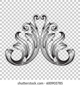 Vintage baroque ornament retro pattern antique style acanthus. Decorative design element filigree calligraphy vector. You can use for wedding decoration of greeting card and laser cutting