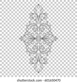 Vintage baroque ornament retro pattern antique style acanthus. Decorative design element filigree calligraphy vector. You can use for wedding decoration of greeting card and laser cutting.