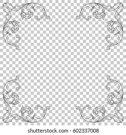 Vintage baroque ornament retro pattern antique style acanthus. Decorative design element filigree calligraphy vector. You can use for wedding decoration of greeting card and laser cutting.