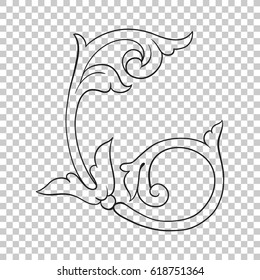 Vintage baroque ornament retro pattern antique style acanthus. Decorative design element filigree calligraphy vector. You can use for wedding decoration of greeting card and laser cutting.