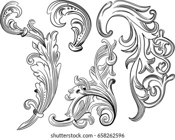 Vintage baroque ornament. Retro pattern antique style acanthus. Decorative design element filigree vector. - stock vector