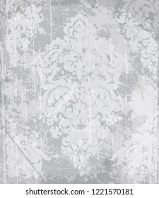 Vintage baroque pattern Vector. Luxury ornament background decoration. Old ruined effects. gray light colors